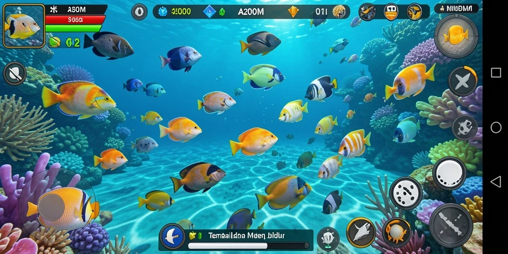 Screenshot menunjukkan pemain yang sedang menembak ikan di A200M.