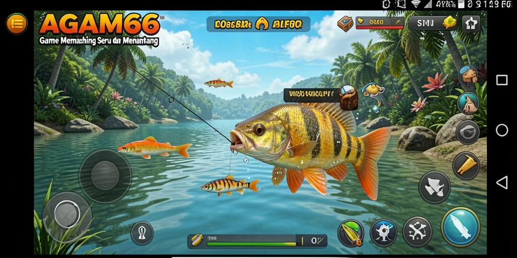 Screenshot AGAM66 yang menampilkan gameplay memancing yang seru dan menantang.