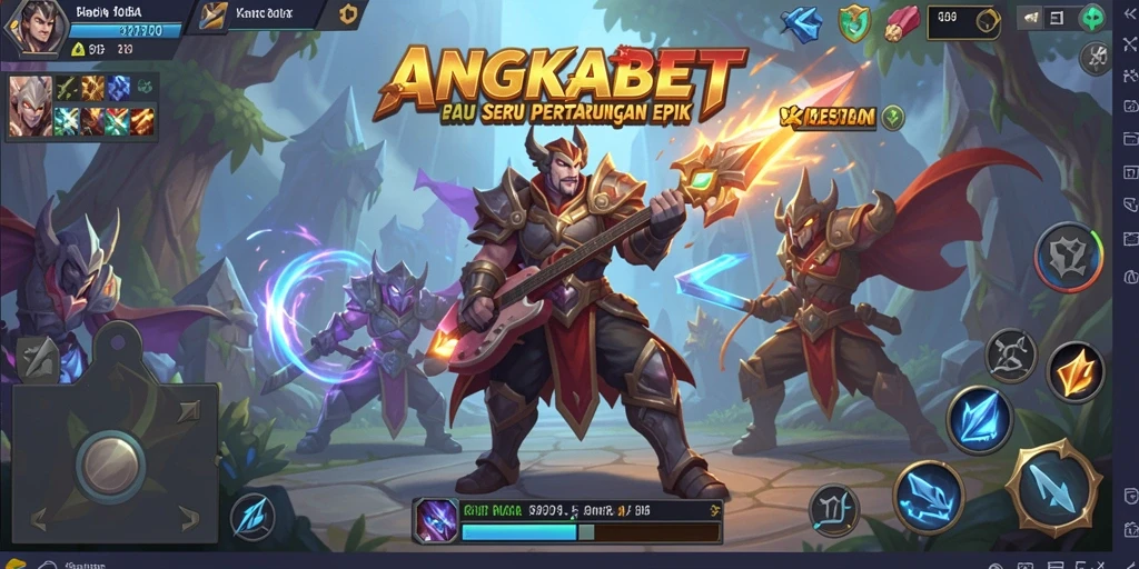 Screenshot gameplay ANGKABET dengan aksi pertempuran MOBA yang mendebarkan.