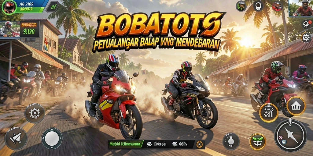 Gameplay mendebarkan dalam BOBATOTO saat balapan motor.