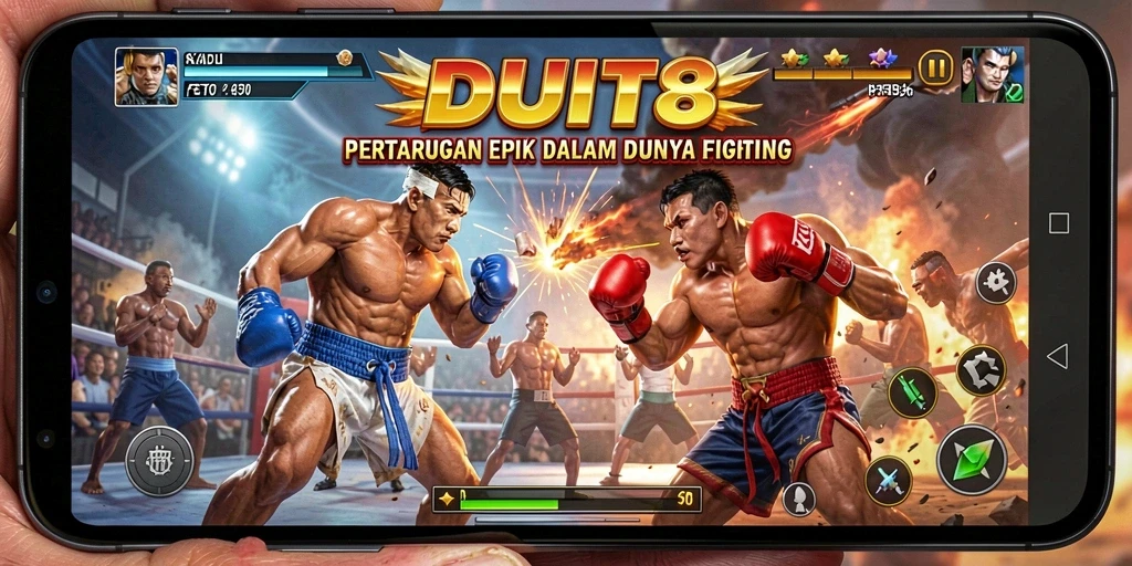 Tampilan gameplay seru di arena pertarungan DUIT8.