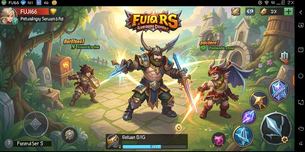 Tangkapan layar utama FUJI66 menampilkan aksi seru dalam pertempuran RPG.