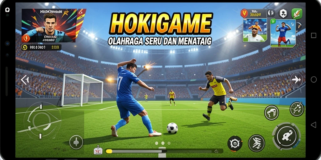 Tampilan gameplay mendebarkan dalam HOKIGAME dengan aksi olahraga seru.