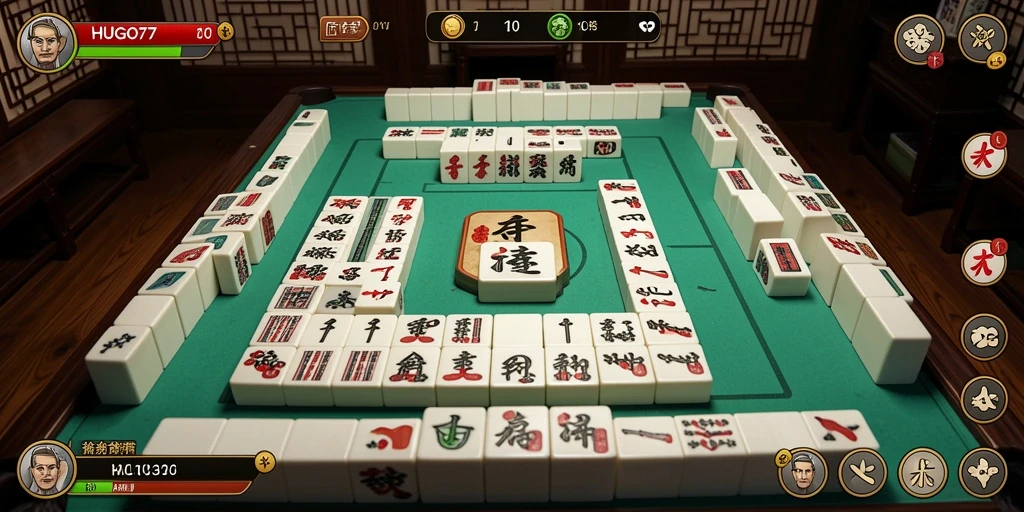 Tampilan gameplay Mahjong yang seru di HUGO77.