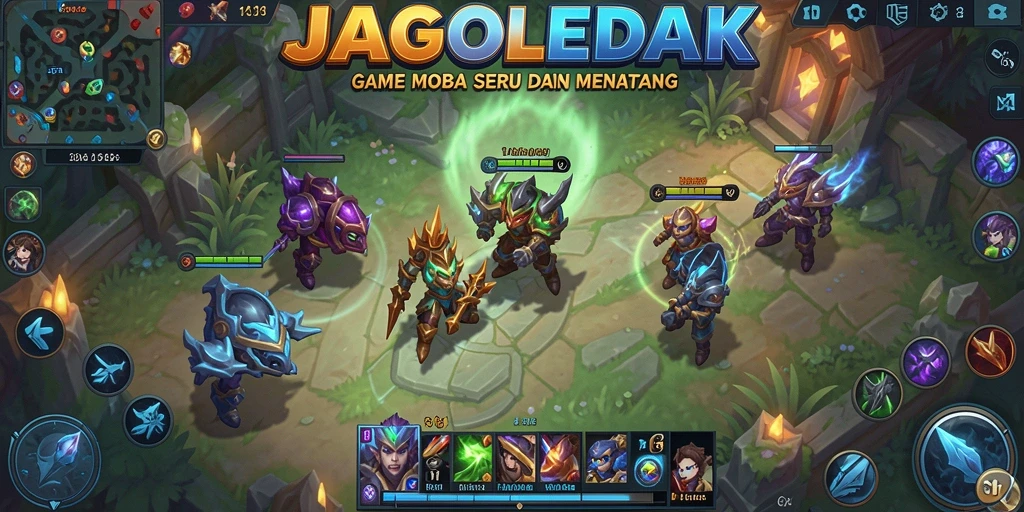 Tampilan seru gameplay JAGOLEDAK dalam pertempuran MOBA.