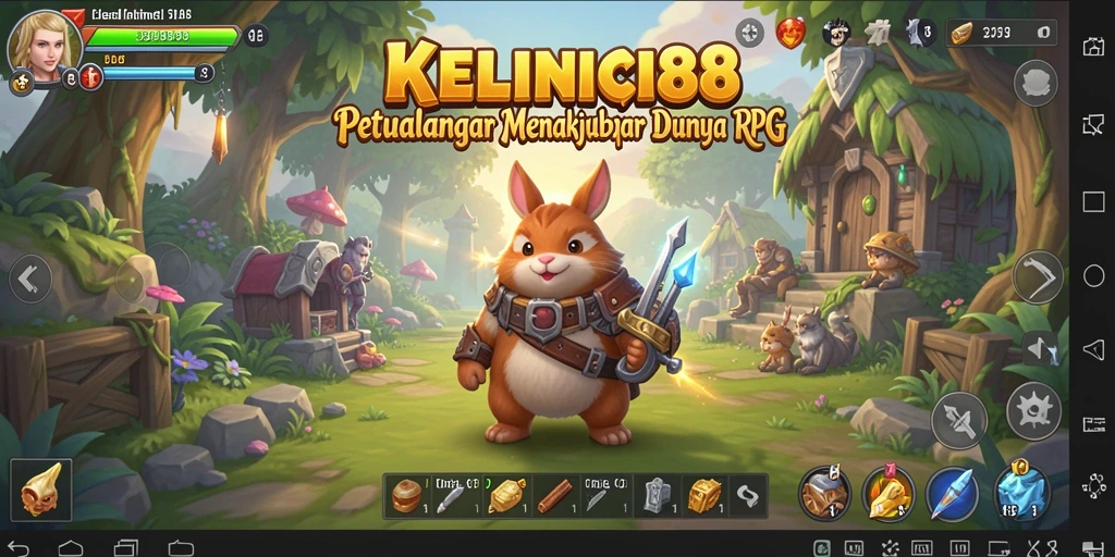 Tangkapan layar gameplay KELINCI88 yang menampilkan pertarungan epik RPG.