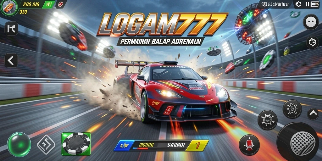 Gambaran gameplay balapan yang menegangkan di LOGAM777.