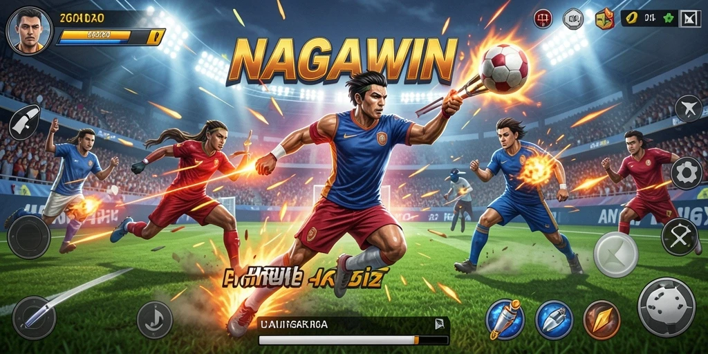 Screenshot gameplay NAGAWIN menampilkan aksi olahraga yang seru.
