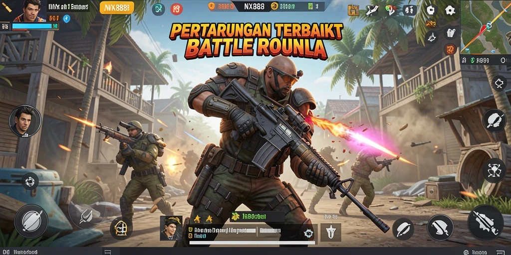 Tampilan seru gameplay Battle Royale di NX888 dengan aksi intens.