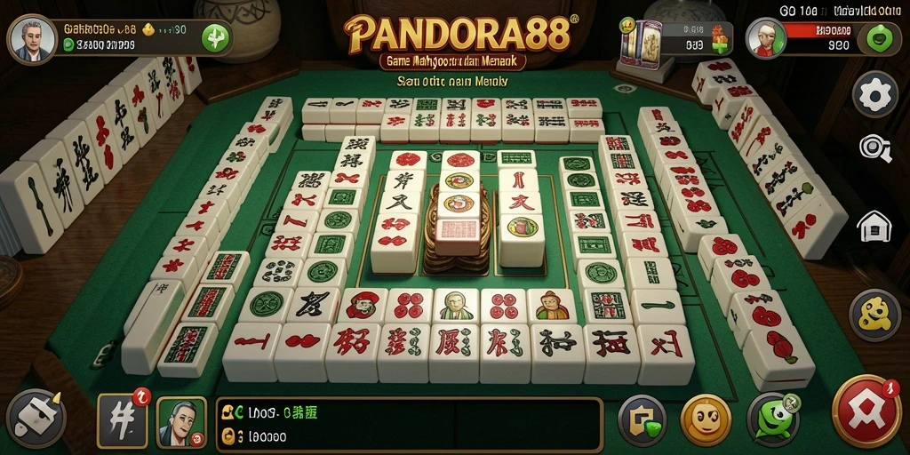 Tampilan bermain Mahjong yang asyik dan menantang.