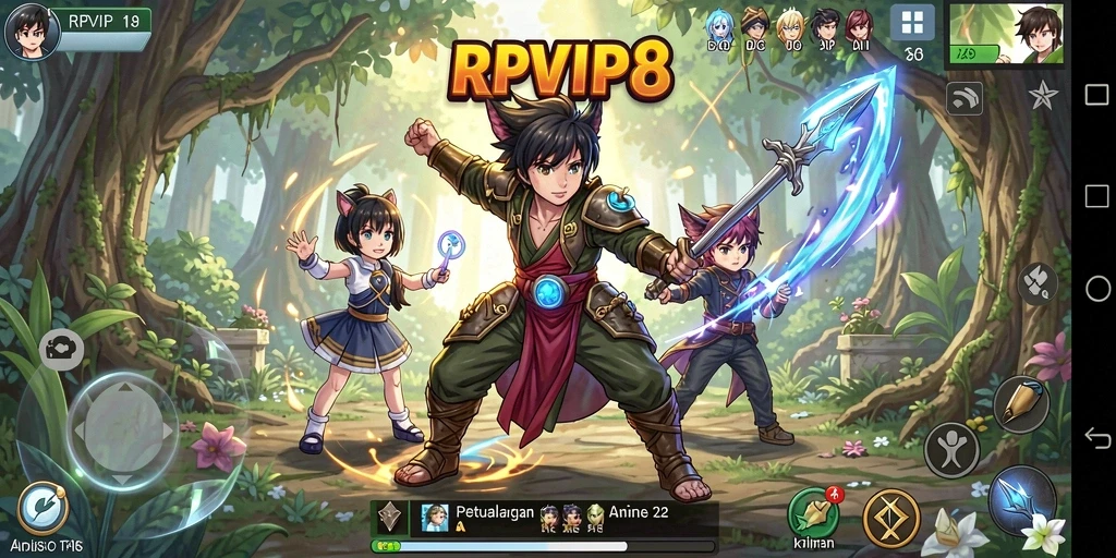 Tampilan gameplay RPVIP8 yang memukau dengan aksi Anime yang seru.