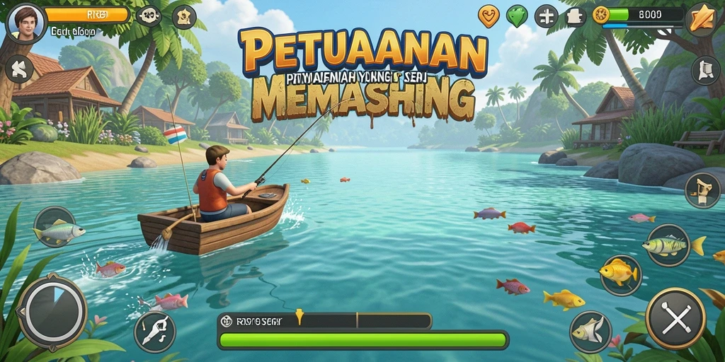 Screenshot gameplay RR89 yang menampilkan keseruan memancing.