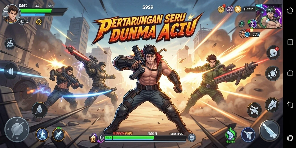 Tangkapan layar aksi seru dari gameplay S9S9 dengan karakter yang tangkas.
