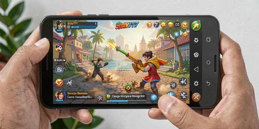 Tampilan gameplay <strong>SOV777</strong> yang penuh warna dan beragam tantangan.