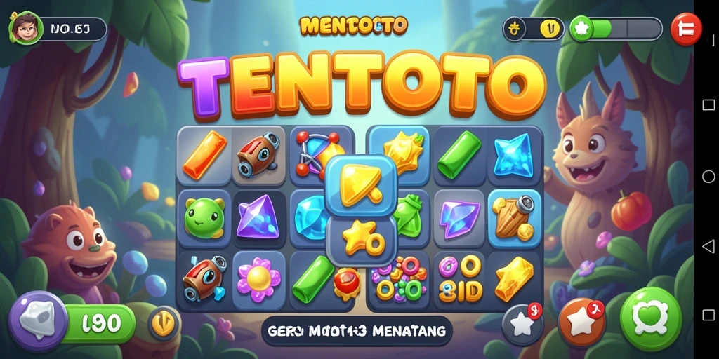 Gameplay TENTOTO yang seru dan penuh warna.