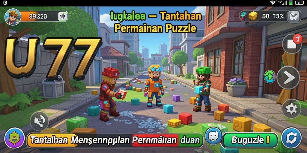 Screenshot utama UT77 menampilkan gameplay penuh tantangan dari permainan Puzzle.