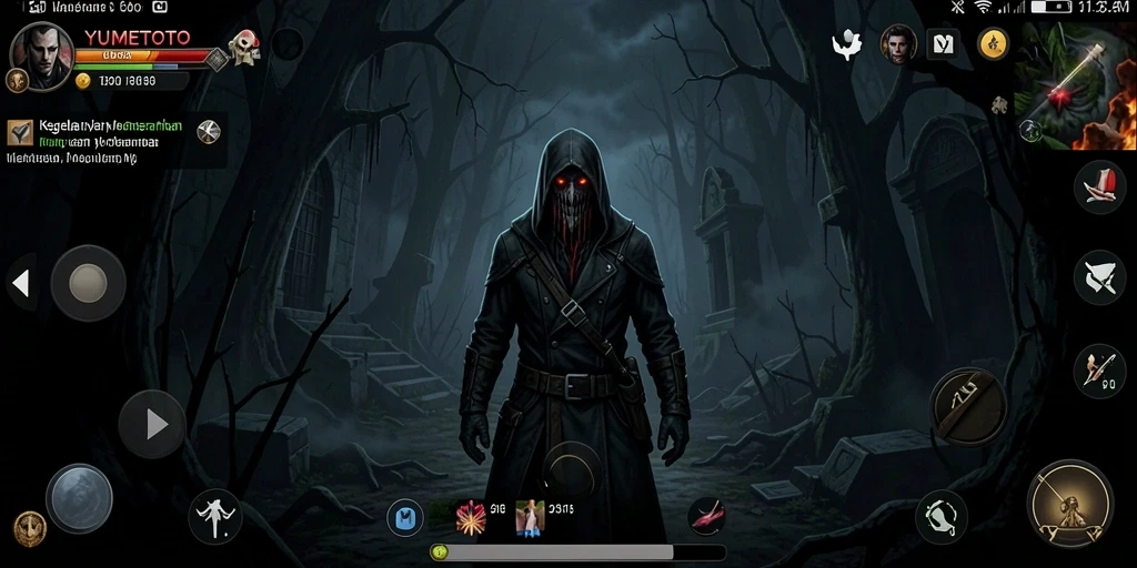 Screenshot YUMETOTO menampilkan suasana menyeramkan dan menegangkan dari gameplay.